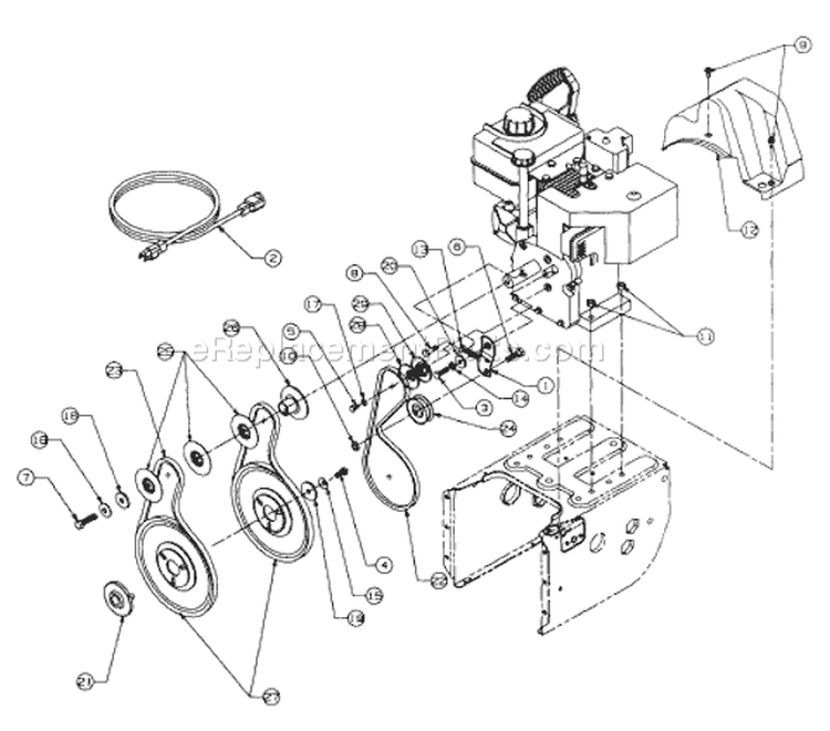 Page B Diagram and Parts List for 316E633E401 1996 Yard Man Snow Blower